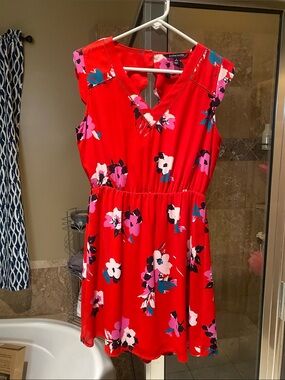 41 Hawthorn Red Floral Dress with Pink Accents